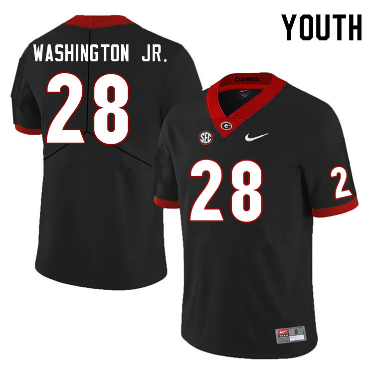 Youth #28 Marcus Washington Jr. Georgia Bulldogs College Football Jerseys Sale-Black - Click Image to Close